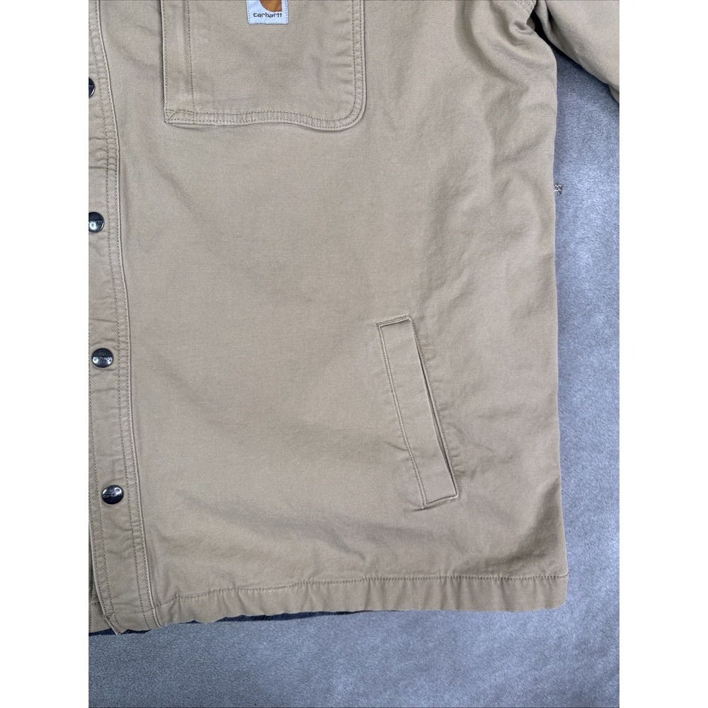 Carhartt Fleece Lined Shirt Jacket Snap Front Men's Size 3XL Tan - Picture 6 of 13